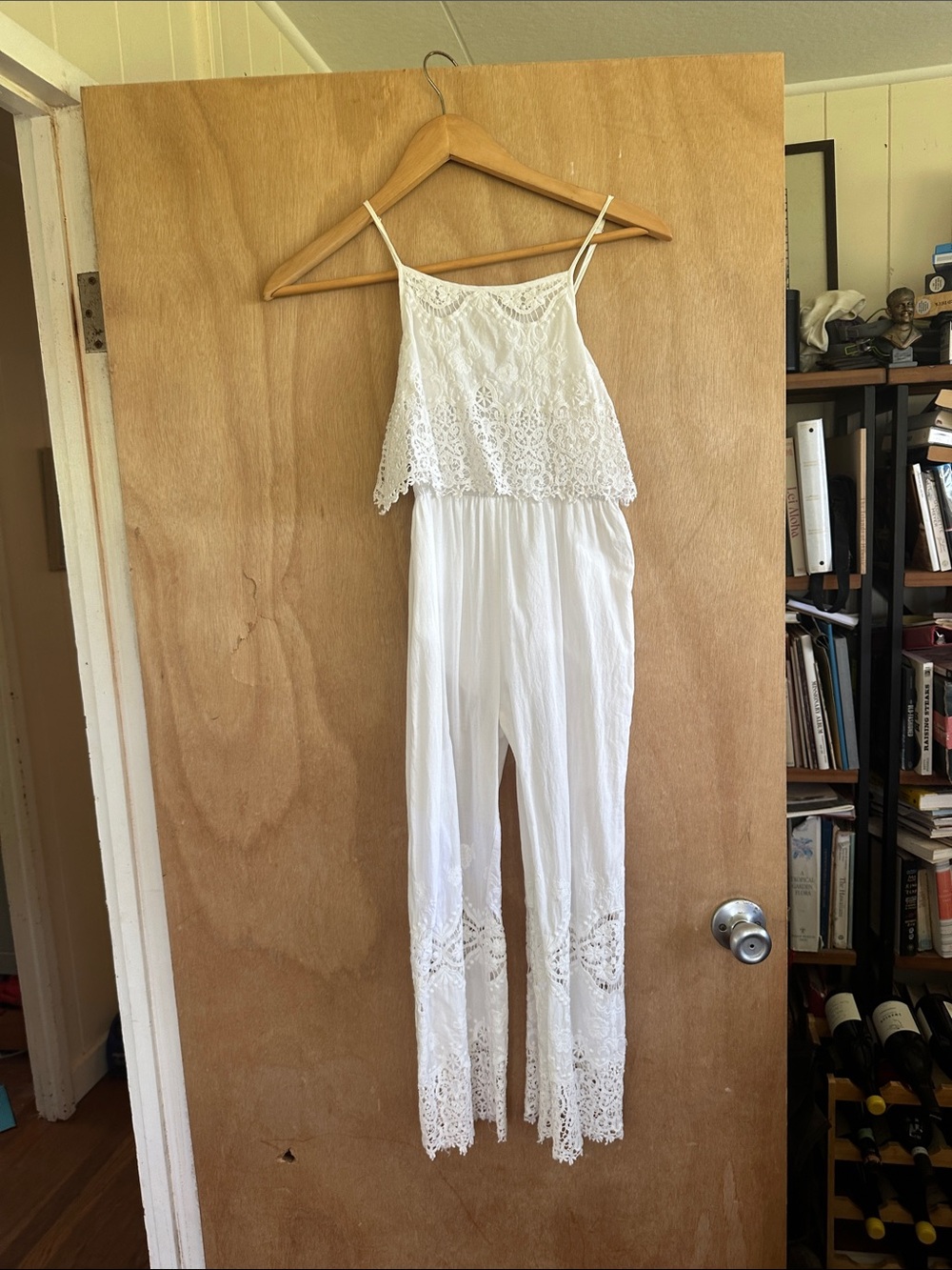 Hannah Banana White Lace Trim Sleeveless Jumpsuit Romper